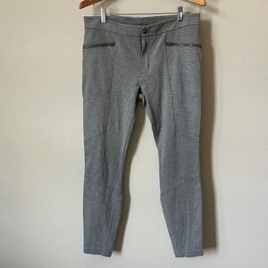 Athleta Ponte Moto Knit‎ Pants Gray Zipper Pockets Stretch Casual Size 12